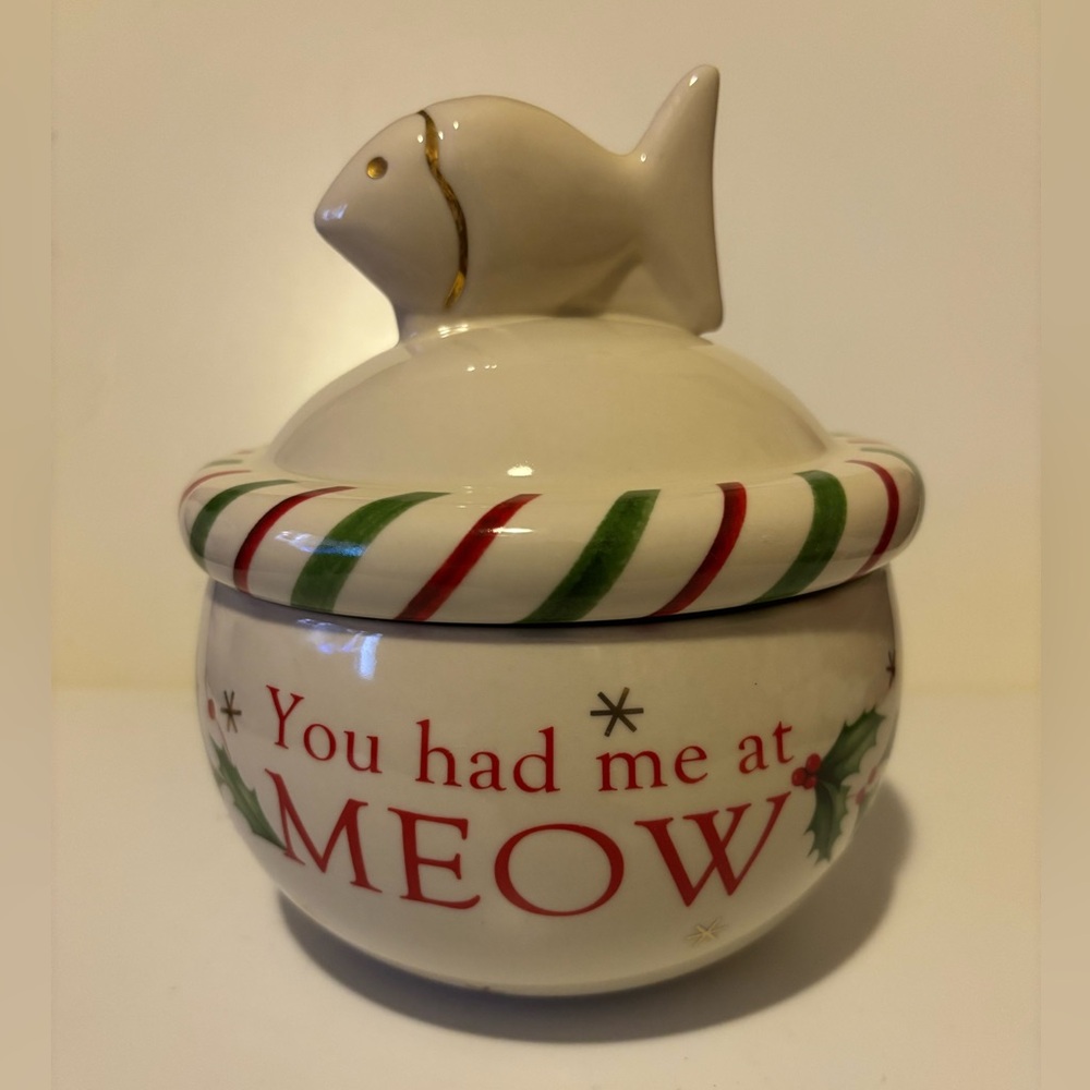 Lenox Christmas “You had me at Meow” Cat Treat Jar for Cat Lovers
